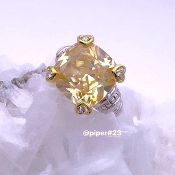 Judith Ripka Canary Crystal & Diamond JR TWO Fontaine Cocktail Ring - 7 - Picture 5 of 11